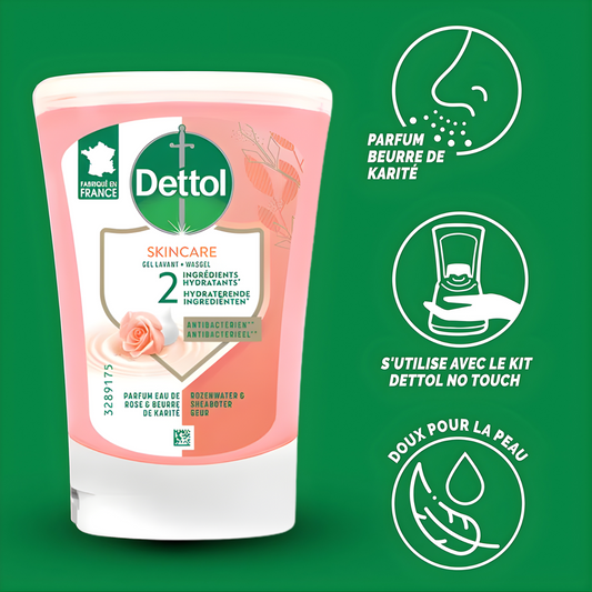 Dettol No-Touch Hand Wash Refill 250ml - Rosewater & Shea Butter - Antibacterial Hand Soap