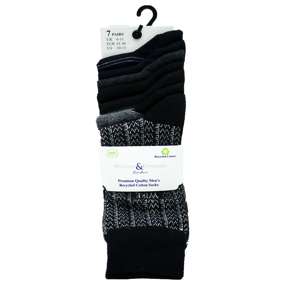 William & Edwards Mens Socks Cotton Material Multi Pattern Colours Uk 6-11