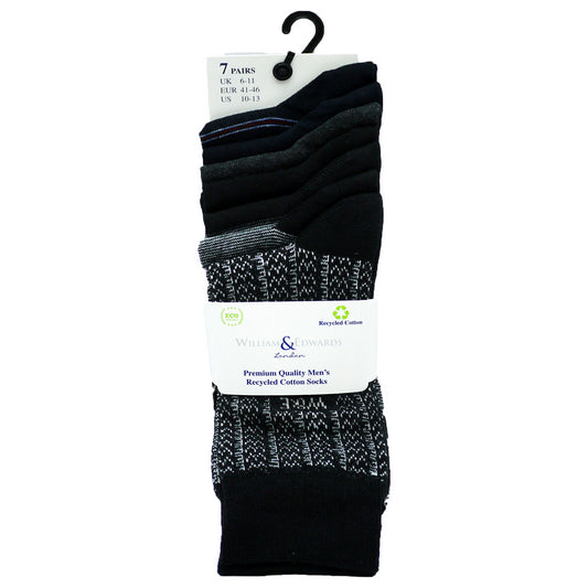 William & Edwards Mens Socks Cotton Material Multi Pattern Colours Uk 6-11