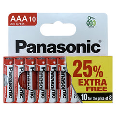 Panasonic Aaa 10 Zinc Carbon Batteries Cells R03 Mn2400 1.5V Expiry Feb-2025