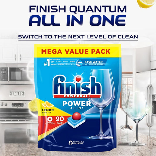 Finish Powerball Rinse Shine Deep Hygienic Cleaner Lemon Dishwasher Bundle Set