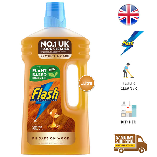Flash New All Purpose Wood Floor Cleaner Liquid Orange Peel Oil Scent 1L