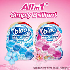 Bloo All In 1 Brilliant Toilet Gel Rim Block Cleaner Freshener Spring Rain 42G