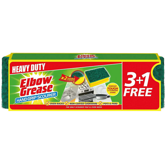 Elbow Grease Heavy Duty Hand Grip Scourer Sponge Removes Kitchen Tough Stain 4Pk