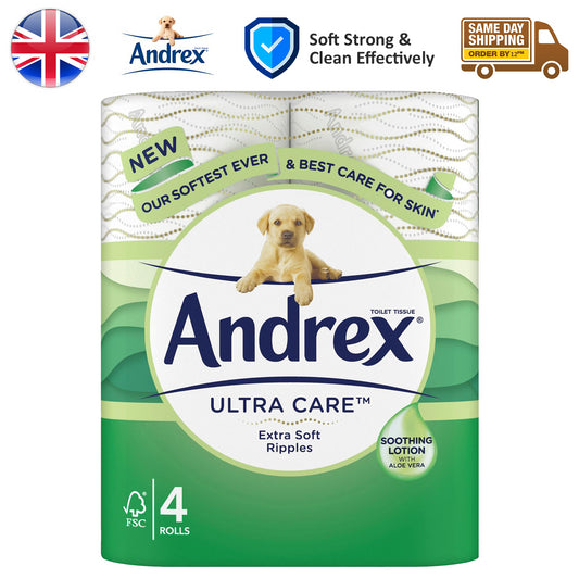 Andrex Ultra Care Toilet Tissue Rolls Paper Sheet Soft For Sensitive Skin