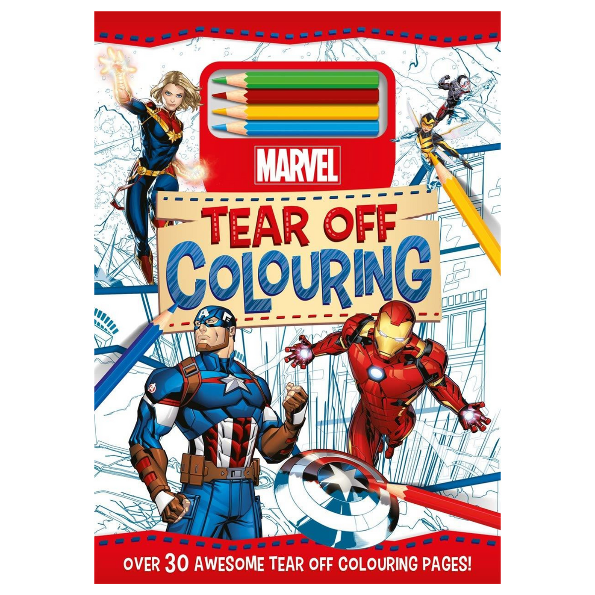 Marvel Tear Off Colouring Book Favourite Characters For Kids Children Boys Girls