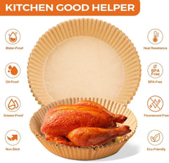 Air Fryer Disposable Non-Stick Baking Steamer Liner Paper Parchment Round 50Pcs