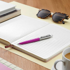 Parker Jotter Ballpoint Pen Medium Magenta Ink Stainless Steel Barrel Body