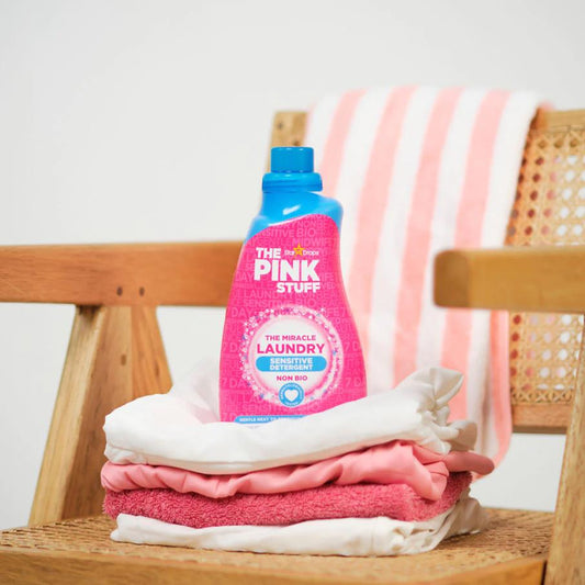 The Pink Stuff Miracle Cleaning Laundry 4 Pack Bundle | Sensitive Non Bio, Fabric Conditioner, Oxi Stain Remover, Power Limescale Gel