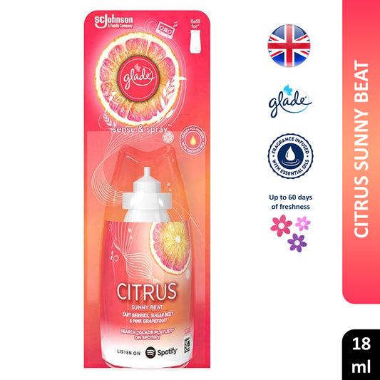 Glade Sense & Spray Sensual Citrus Sunny Beat Air Freshener Refill Home Spa 18ml