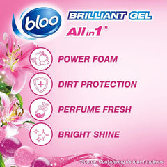 Bloo All In 1 Brilliant Toilet Gel Rim Block Cleaner Freshener Spring Rain 42G