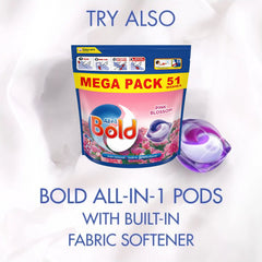 Bold All In 1 Pods 51W Laundry Detergent Washing Stain Remover Pink Blossom