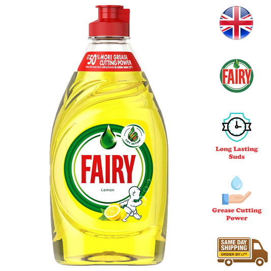 Fairy Washing Up Liquid Kitchen Dish Grease Cleaner Lemon 320ml