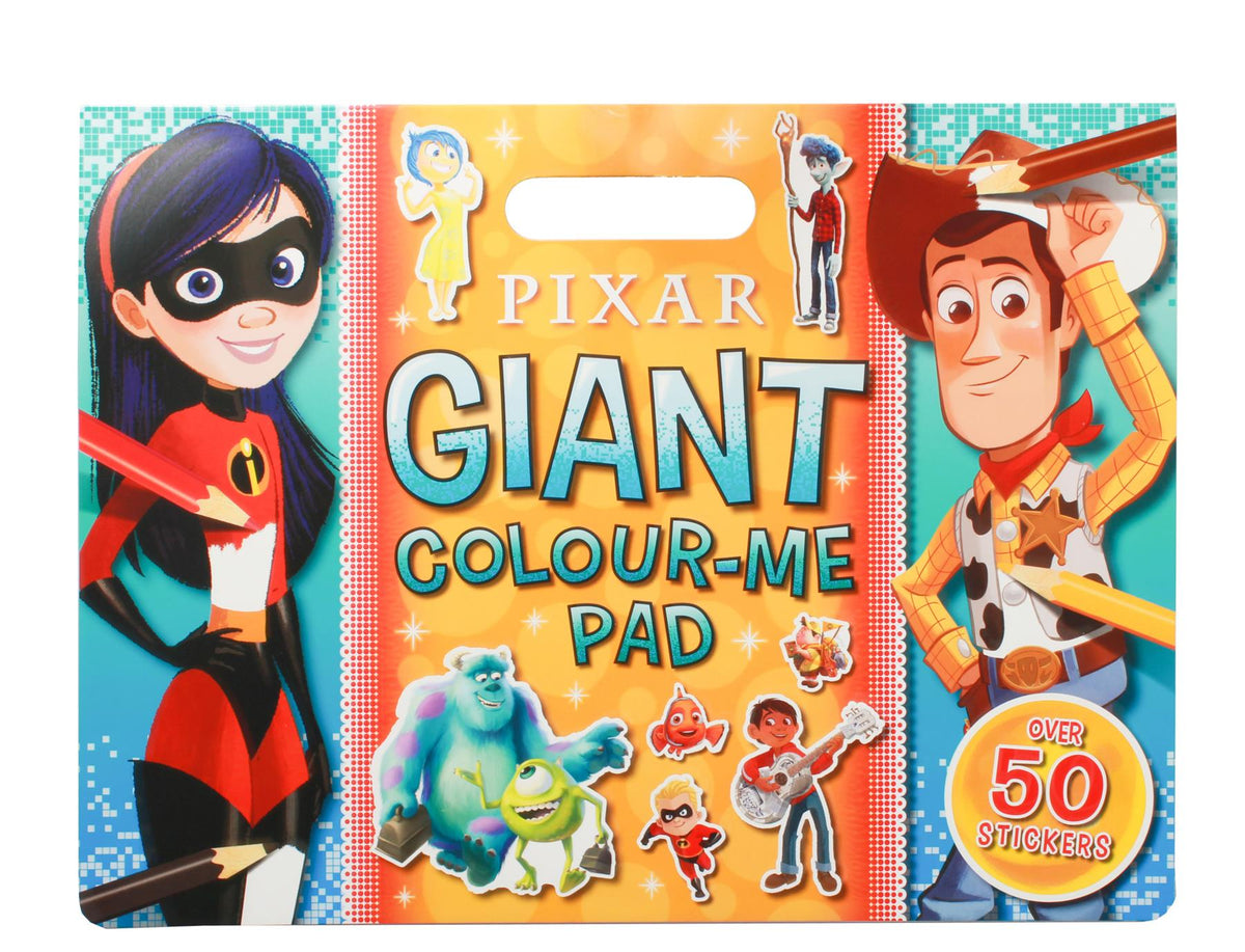Disney Pixar Colour Me Giat Pad With Amazing Stickers For Kids Children Girl Boy