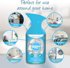 Airpure Fresh Home Room Air Freshener Spray Fresh Linen Fragrance 250ml