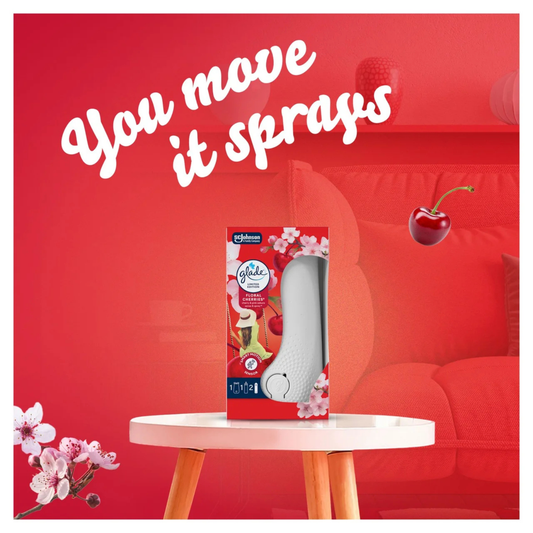 Glade Sense & Spray Room Fragrance with Motion Sensor Holder & 1 Refill Floral Cherries 18ml - Limited Edition