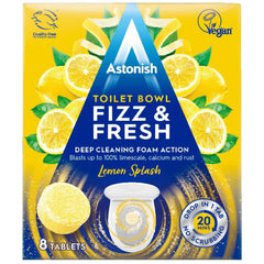 Astonish Toilet Bowl Fizz & Fresh Lemon Splash Deep Cleaning Foam Calcium 8 Tab