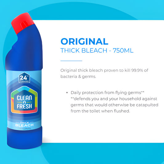 Clean N Fresh Thick Bleach Original Multi Purpose Kills 99.9% Bacteria 750ml