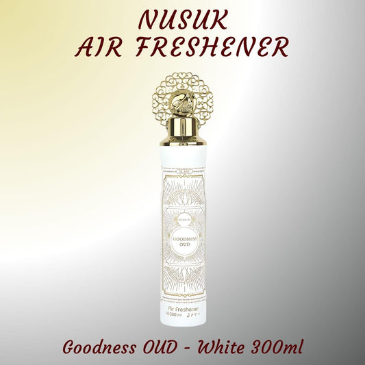 Nusuk Goodness Oud White Air Freshener Arabic Fragrance Spray Home Office 300ml