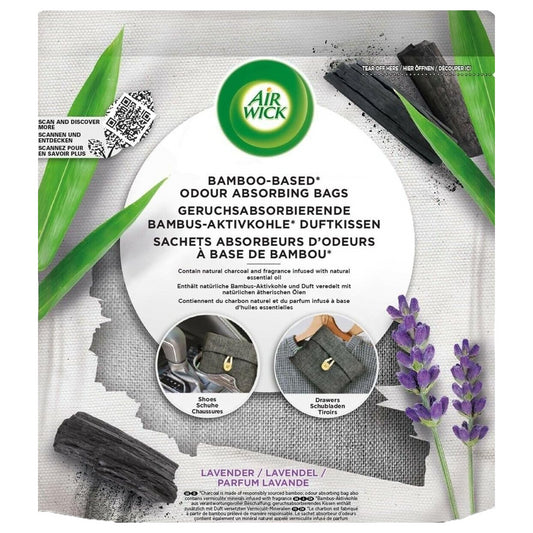 Air Wick Bamboo Based Odour Absorbing Charcoal Bag Lavender 170G