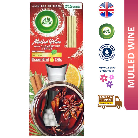 Airwick Reed Diffuser Home Air Freshener Scented Natural Oil Mulled Wine 33ml