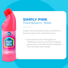 Clean N Fresh Thick Bleach Simply Pink Multi Purpose 750ml Fresh Floral Scent