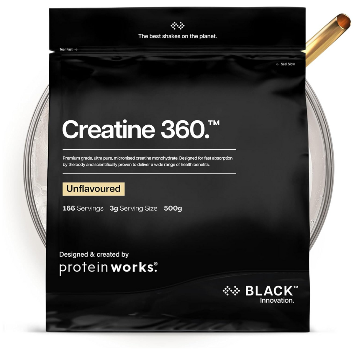 Protein Works Creatine 360 Black Innovation Unflavoured 500g 166 Servings Creatine Monohydrate