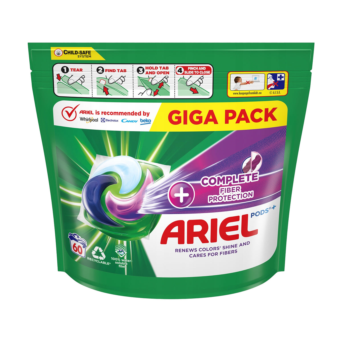 Ariel All In 1 Pods Laundry Detergent Tablets Complete Fiber Protection 60 Wash