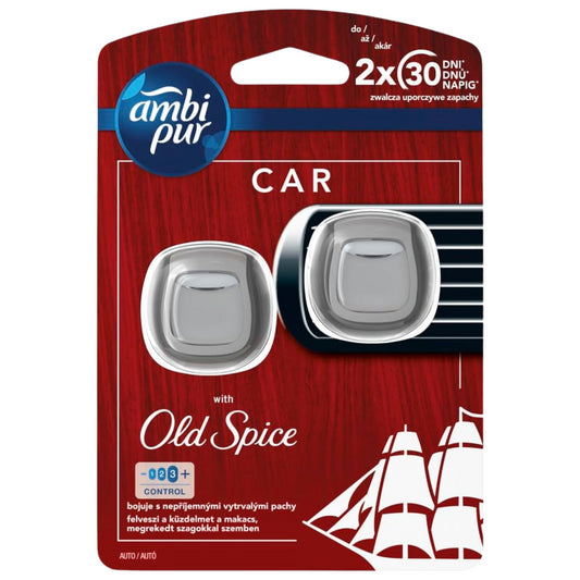 Febreze Old Spice Car Vent Clip Air Freshener Long Lasting Freshness 2x2ml