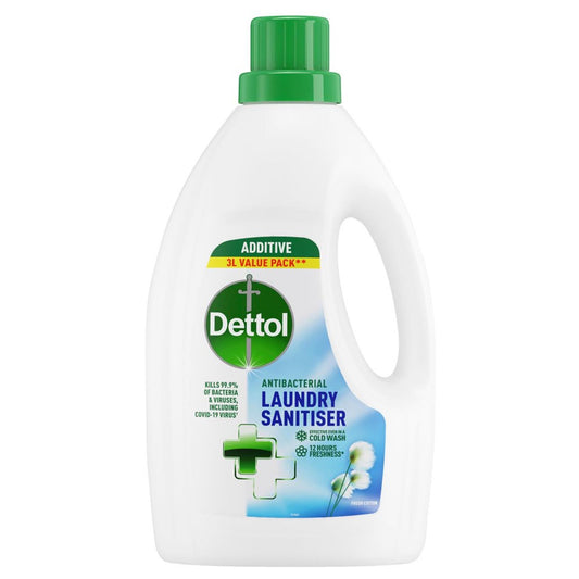 Dettol Laundry Sanitiser Antibacterial Cleanser Clothes Fabric Fresh Cotton 3L