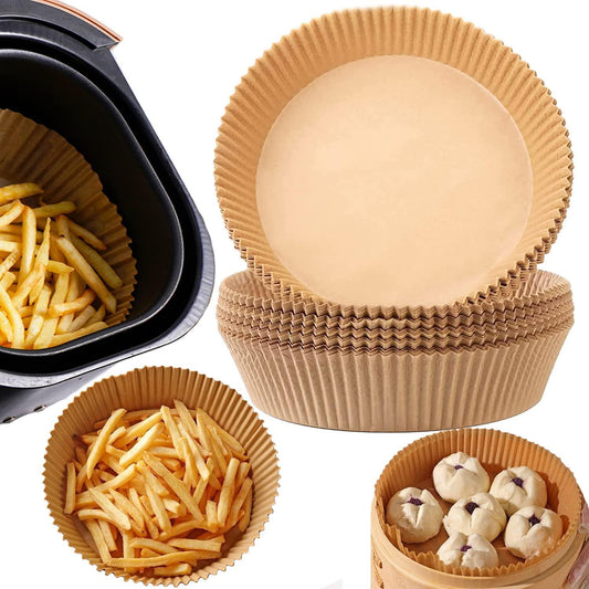 Air Fryer Disposable Non-Stick Baking Steamer Liner Paper Parchment Round 50Pcs