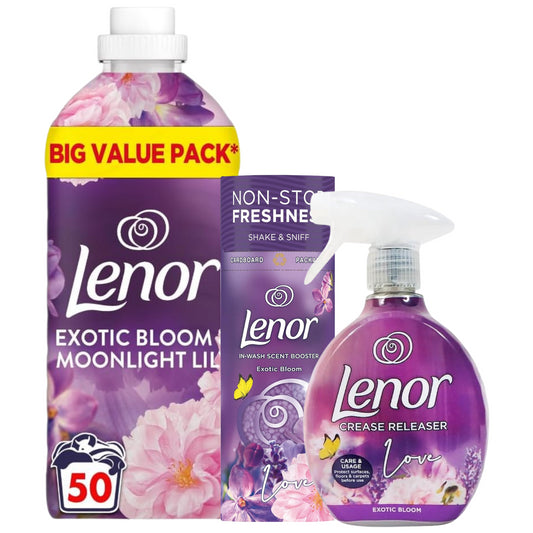 Lenor Crease Releaser Fabric Conditioner Wash Exotic Bloom Fragrance Bundle Set