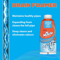 Mr Muscle Drain Foamer Kitchen Sink Bathroom Expanding Foam Pipe Cleaner 500ml