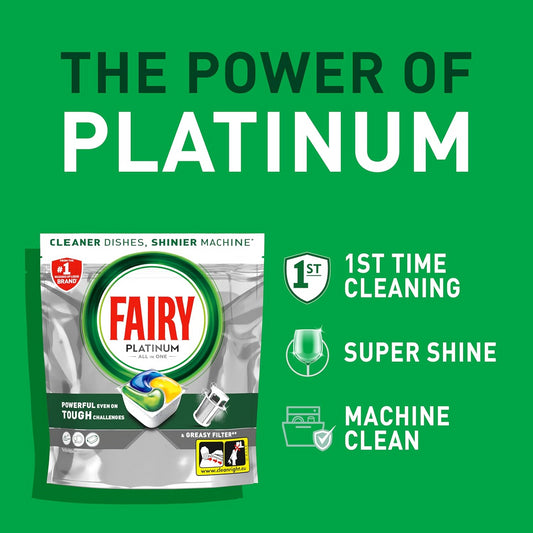 Fairy Platinum Dishwasher 51 Tablets Lemon Scent Grease Cleaner Dirt Remover