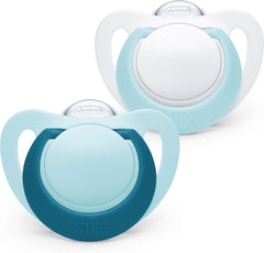 Nuk Genius Newborn Baby Dummies Soft & Flexible Silicone Blue Soothers 2Pk 0-6 M