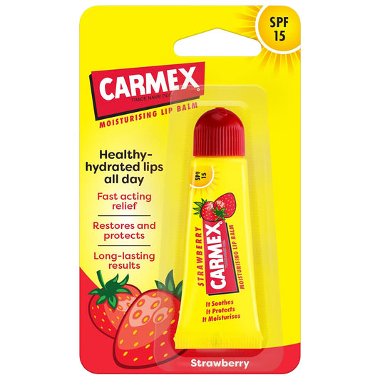 Carmex Moisturise Lip Blam Tube Dry Lips Hydrate Protection Spf15 Strawberry 10G