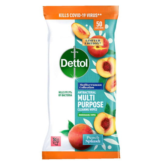 Dettol Multipurpose Surface Cleaning Large Wipes Anti Bacterial Peach Splash