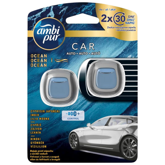 Febreze Ocean Car Vent Clip Air Freshener Long Lasting Freshness 2x2ml