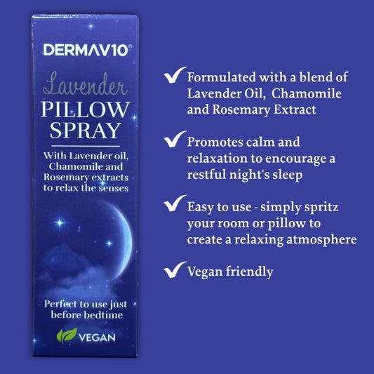 Derma V10 Lavender Pillow Spray 30ml Sleep Aid Aromatherapy