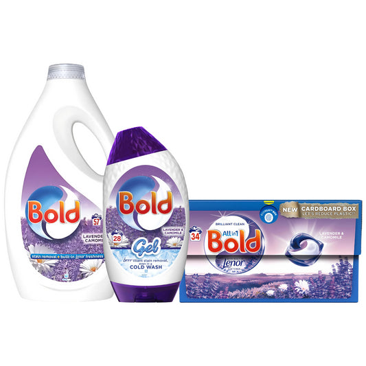 Bold Laundry Detergent Pods Washing Liquid Gel Lavender & Camomile Bundle Set