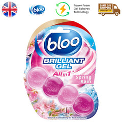 Bloo All In 1 Brilliant Toilet Gel Rim Block Cleaner Freshener Spring Rain 42G