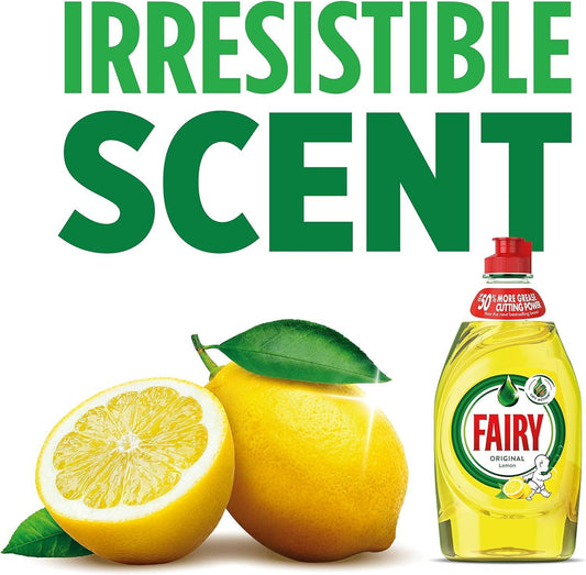 Fairy Washing Up Liquid Kitchen Scourer Dish Grease Cleaner Bundle Lemon 320ml