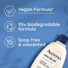 Aveeno Skin Relief Moisturising Body Wash 500ml Soothes Very Dry Skin Unscented