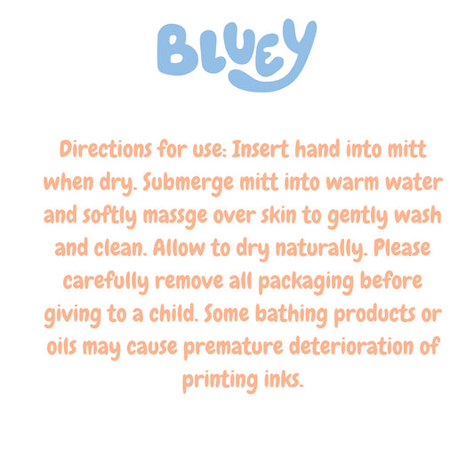 Bluey Body Hand Wash Mitt For Kids Bath Massage Soft On Skin