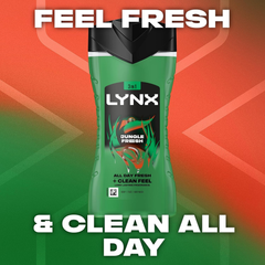 Lynx Jungle Fresh 3 in 1 Shower Gel 225ml - Body, Face & Hair Wash
