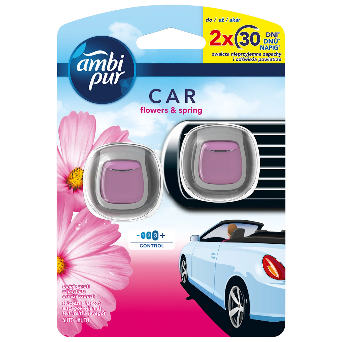 Febreze Flowers Spring Car Vent Clip Air Freshener Long Lasting Freshness 2x2ml