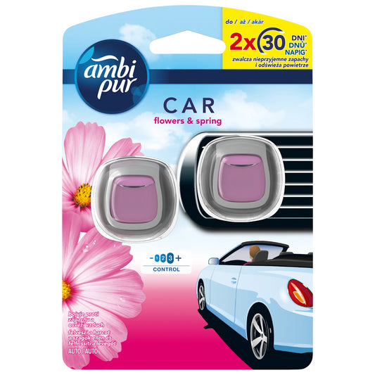 Febreze Flowers Spring Car Vent Clip Air Freshener Long Lasting Freshness 2x2ml