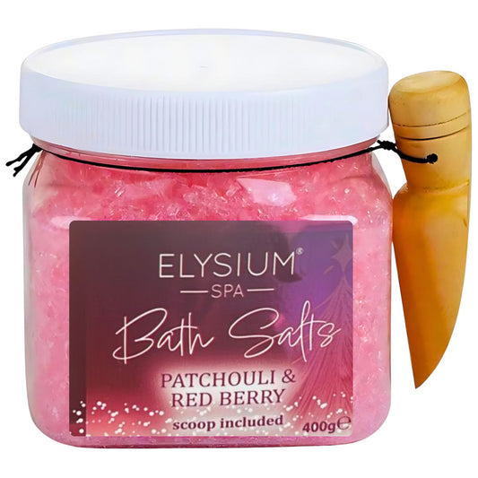 Elysium Spa Bath Salts Patchouli & Red Berry Relaxing Bath Soak & Scoop Included