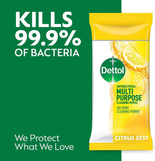 Dettol Multipurpose Surface Cleaning Large Wipes Anti Bacterial Citrus Zest