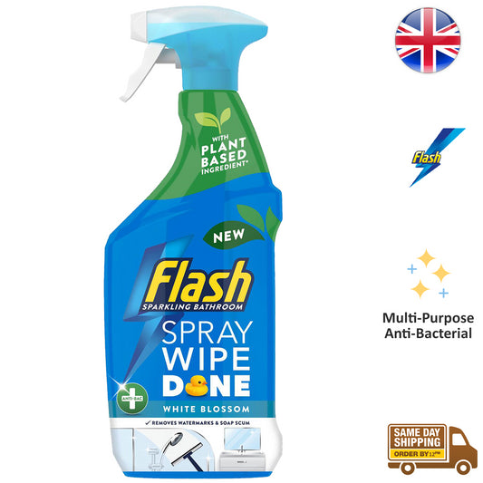 Flash Spray Wipe Done Anti Bac Bathroom Soap Scum Cleaner White Blossom 800ml